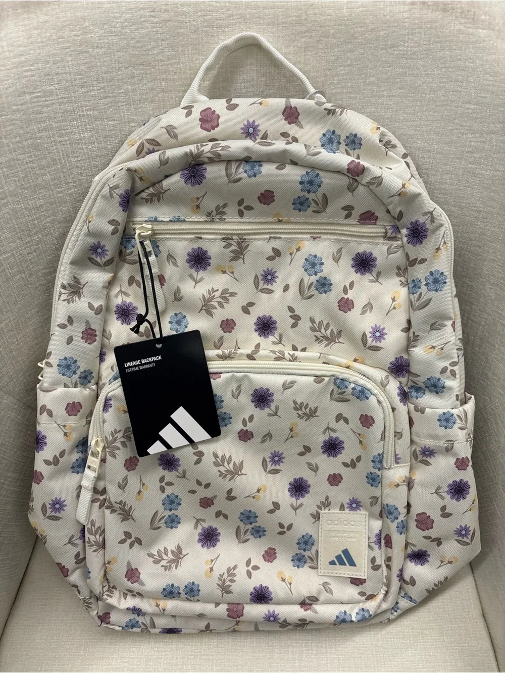 Adidas LINEAGE BACKPACK In Bloom Floral Warm Vanilla - Picture 6 of 14